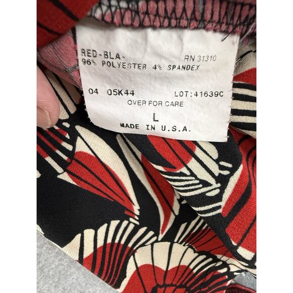 Vtg AB Studios Cowl Neck Top Womens Sz L Stretch Red Floral Y2K Whimsigoth - Picture 5 of 9